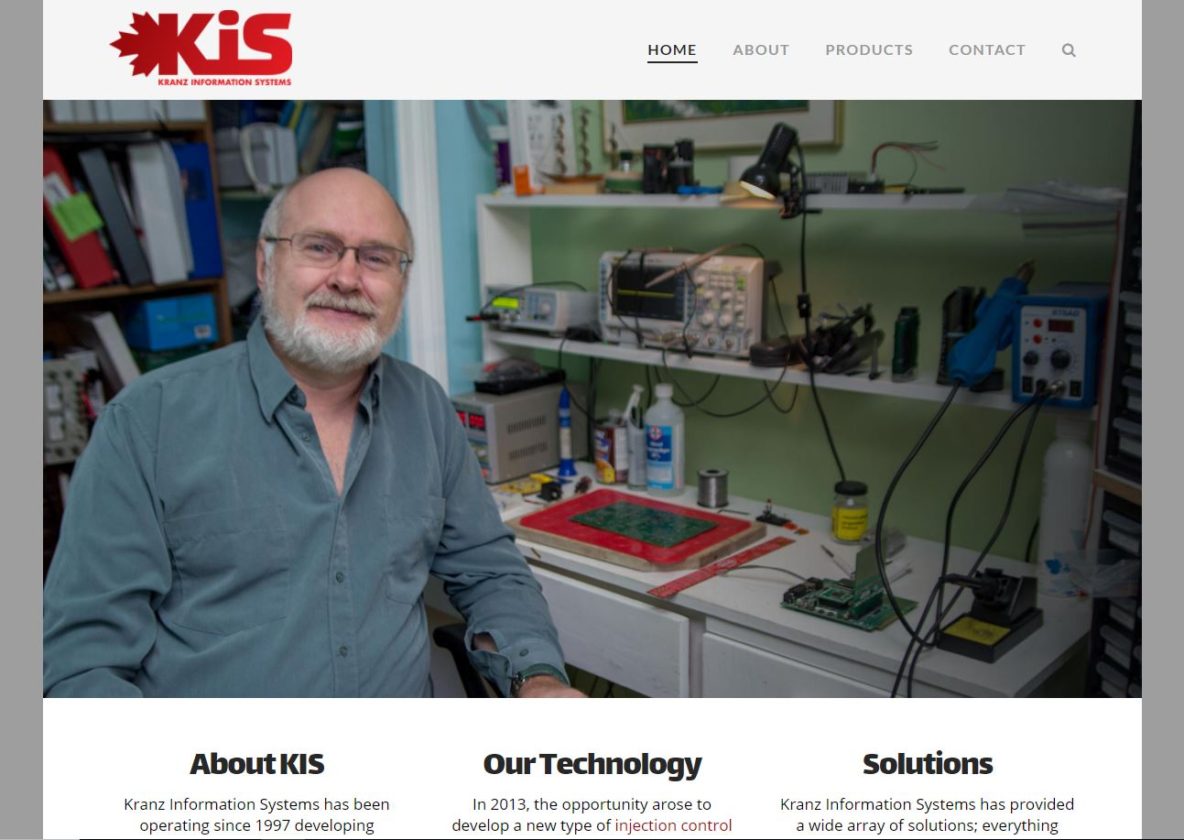 Website screenshot for Kranz Information Systems - Creator of custom injection control systems